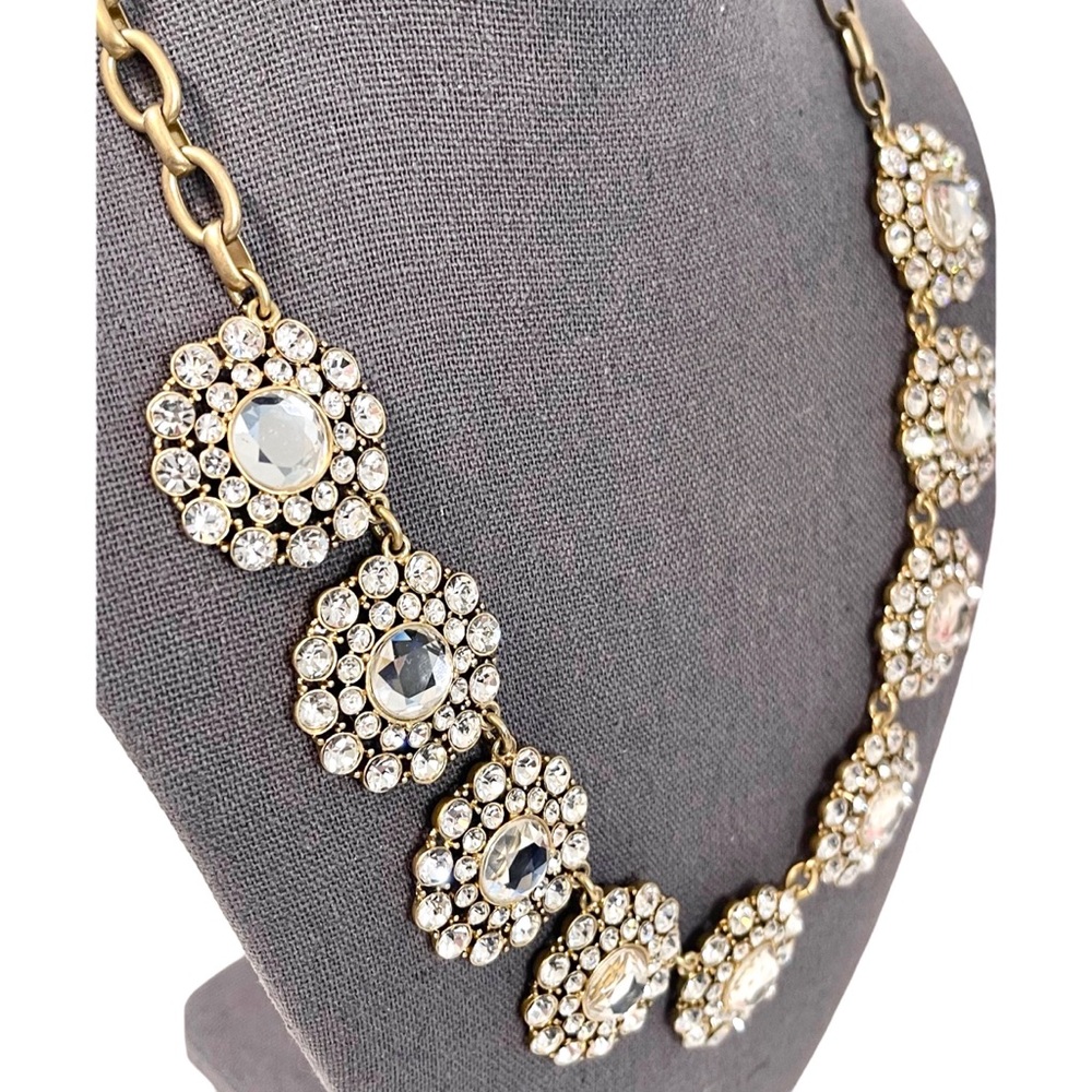 🎉HP! ❤️ J. Crew Clear Crystal Rhinestone Medallions Necklace - Picture 2 of 5